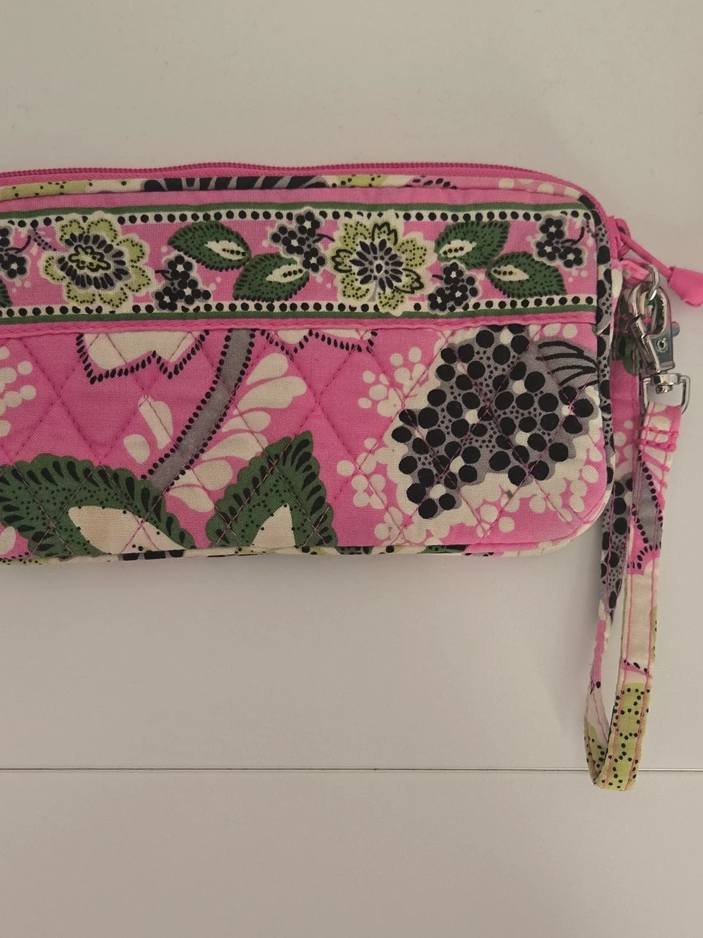 Vera Bradley Pink Quilted Floral Wristlet